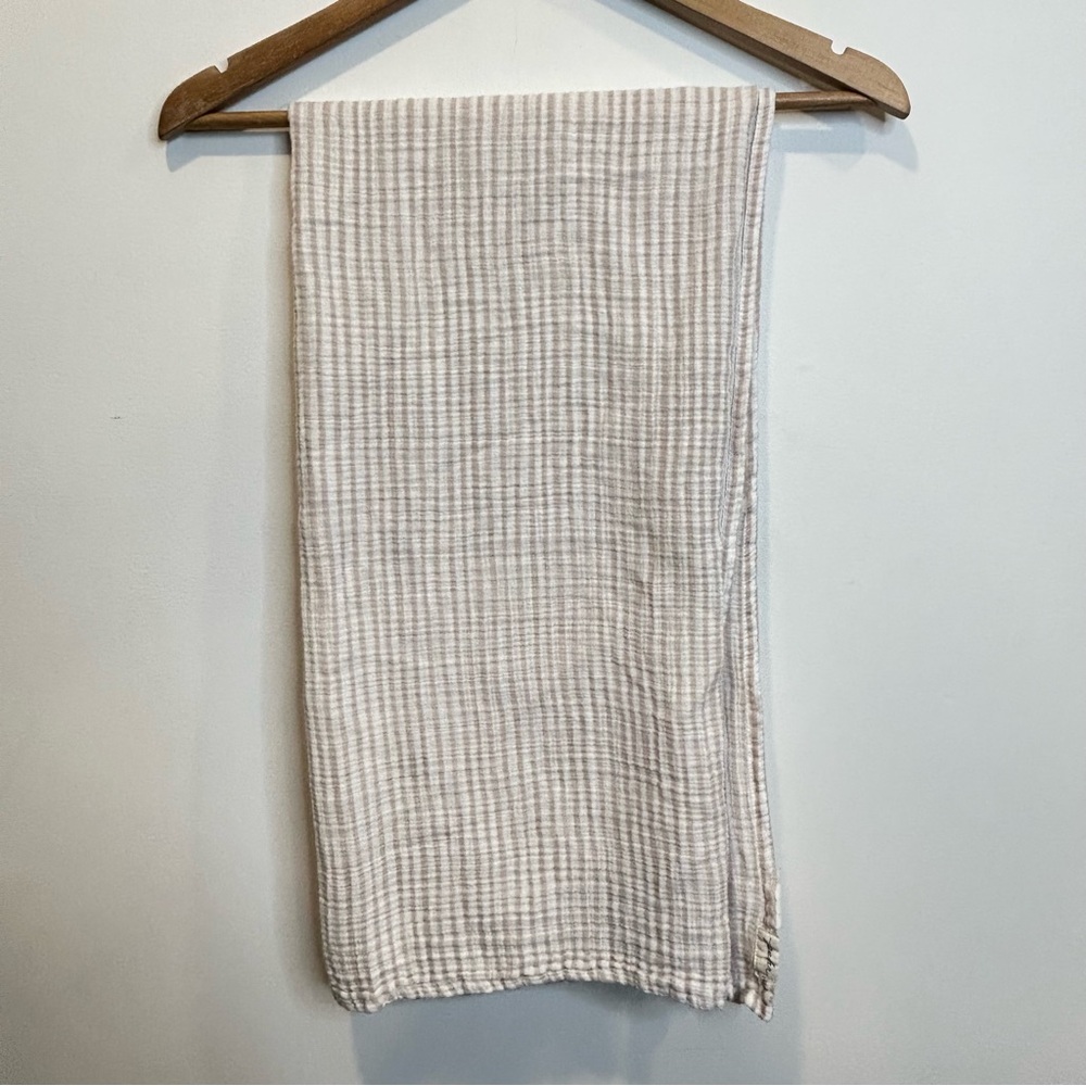 Pehr Organic Cotton Muslin Striped Swaddle Blanket Brown Cream